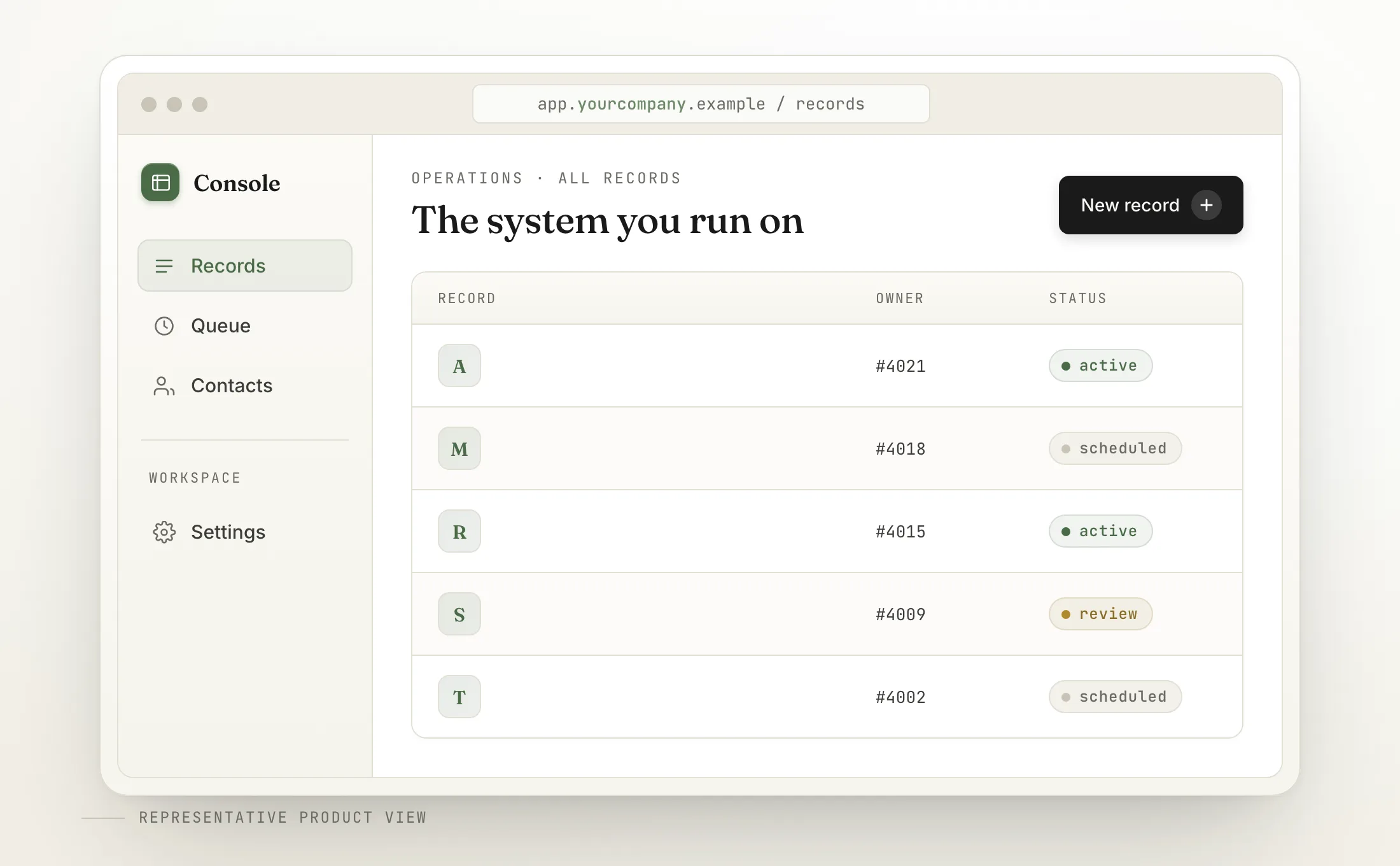 Internal tool and CRM records view