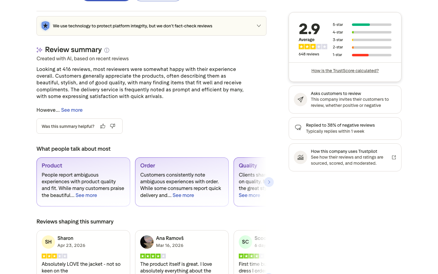 Recent 1-star reviews for omnes.com, dominated by complaints about refund delays, lack of email response, and difficulty processing returns.